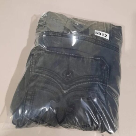 Rock Revival Jeans Mens‎ 42x33 Washed Black Dan Alt Straight Distressed - Picture 14 of 14